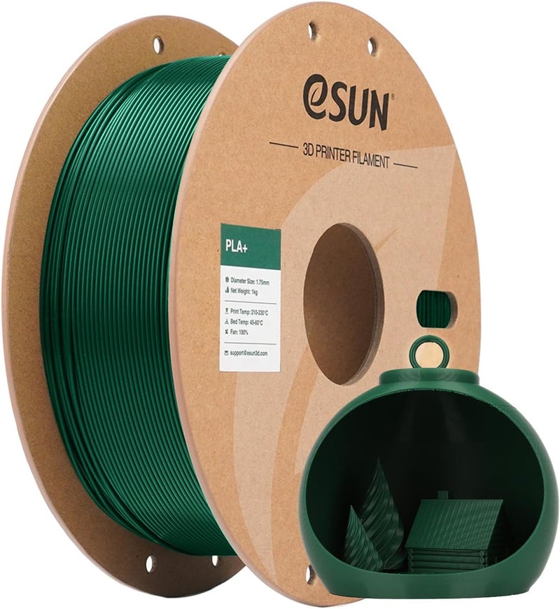 eSUN PLA+ Filament 1.75mm 1KG, 3D Printer Filament Dimensional Accuracy +/- 0.03mm, 1kg Cardboard Spool(2.2lbs) 3D Printing Filament, Fits for Most FDM 3D Printers(Pine Green) - Image 1